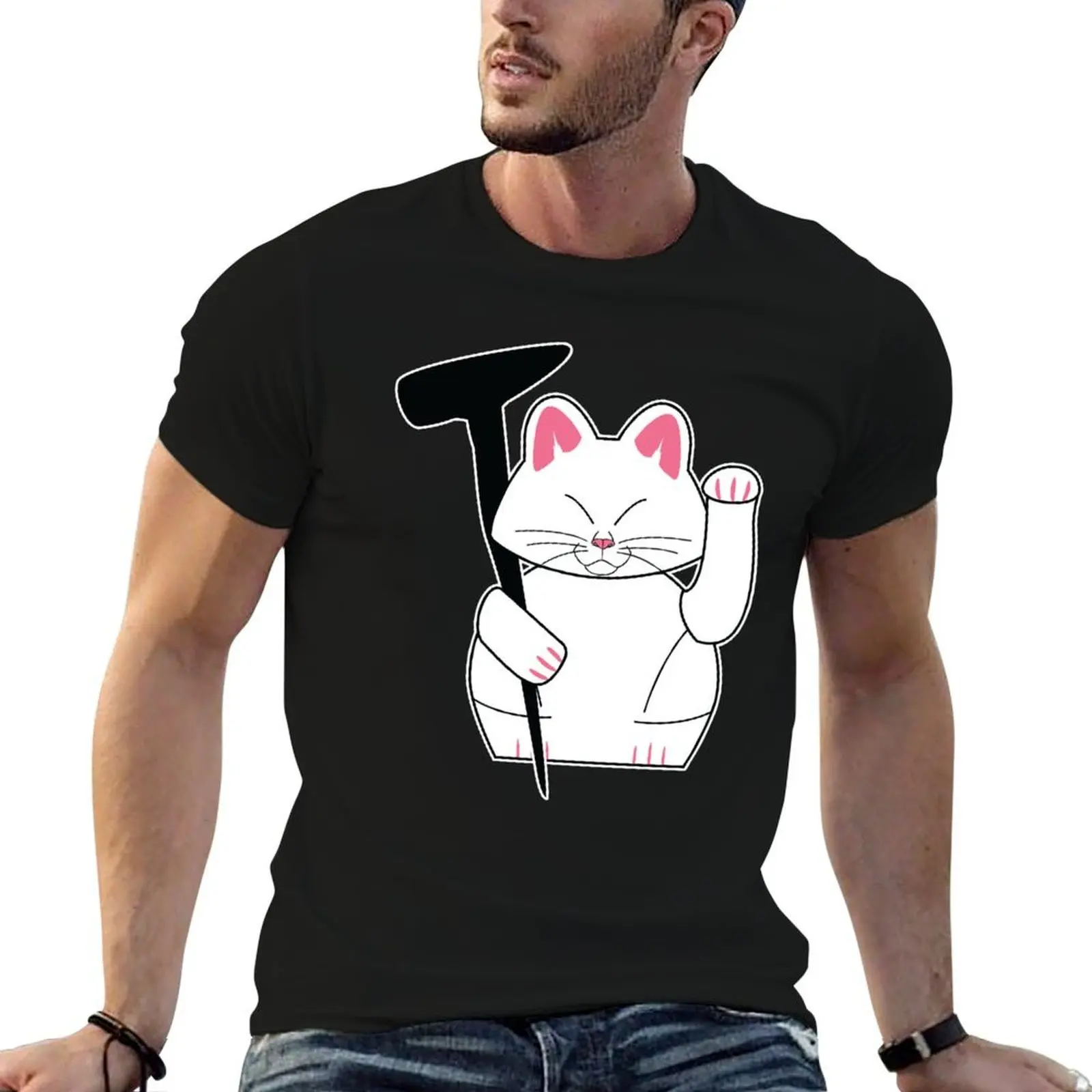 Lucky Cat T-Shirt cotton t shirts high quality anime t shirts oversize T-Shirt