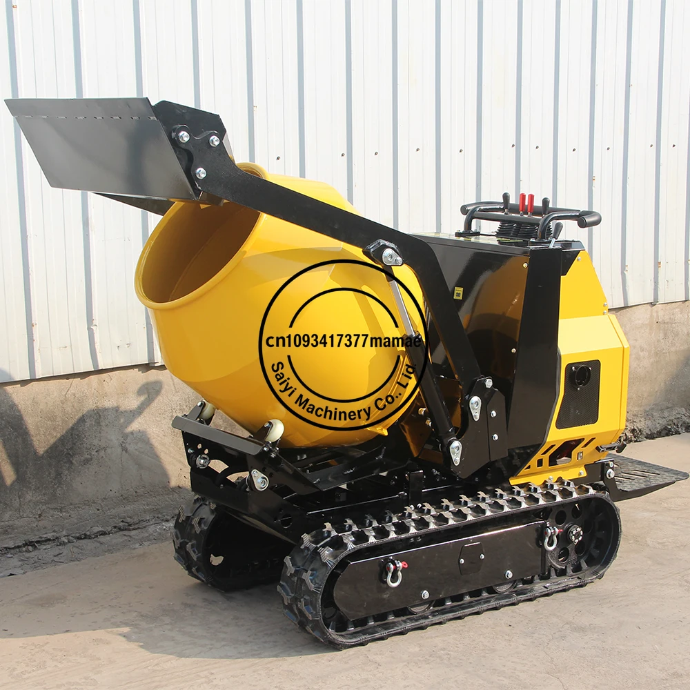Customized New Product Small Mini Concrete Mixer 300l Self-loadng Tracked Mini Crawler Dumper Portable Automatic Track Mobile Ce
