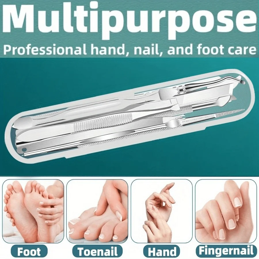10pcs Professional Pedicure and Manicure Tool Set - Stainless Steel Foot, Hand, and Nail Care Kit for Ingrown Nails and Removal
