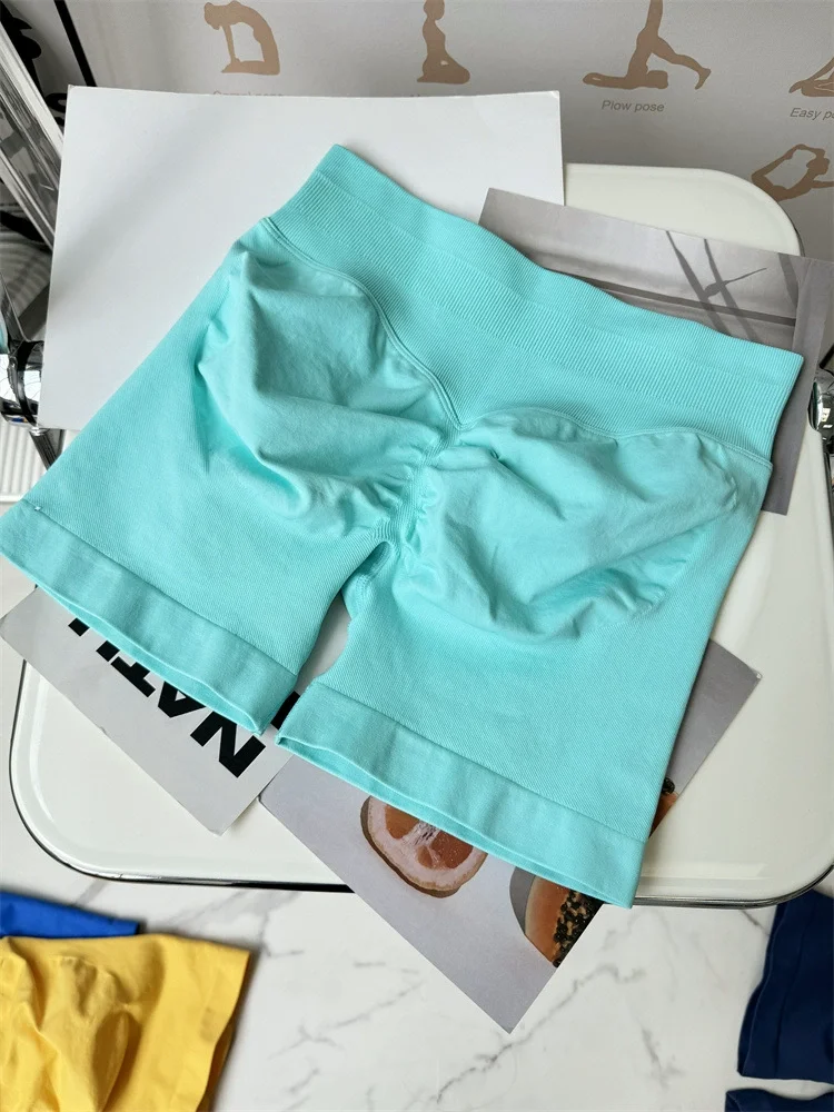 Shorts Low Ribbed Band Gym Shorts Damen Workout Kleidung Scrunch Bum Nahtlose Shorts Yoga Biker Sportshorts – Detail 7