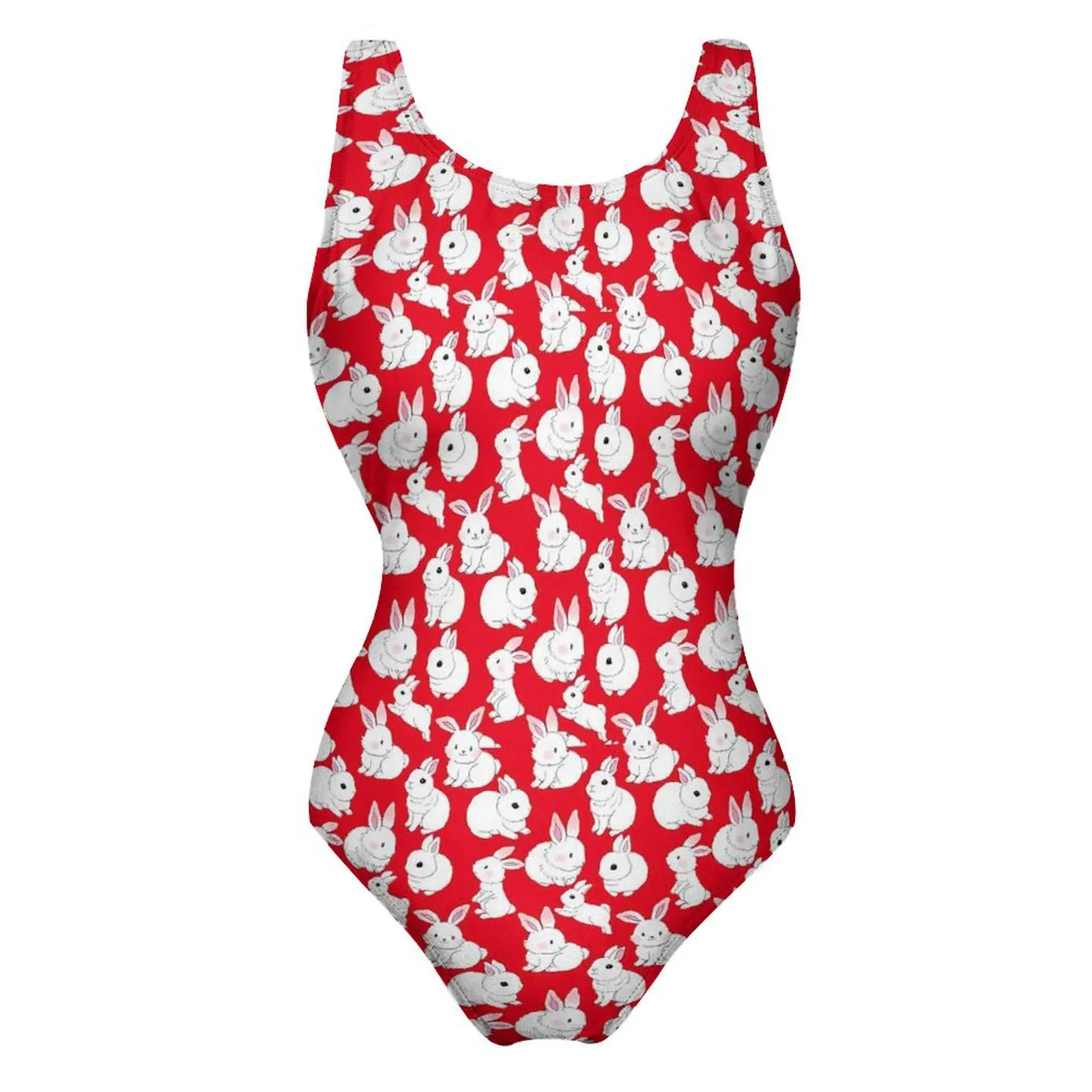 White Rabbits Swimsuit Cute Animal One-Piece Swimwear Push Up Novelty Bathing Suits Sexy Vacation Bath Design Bodysuit