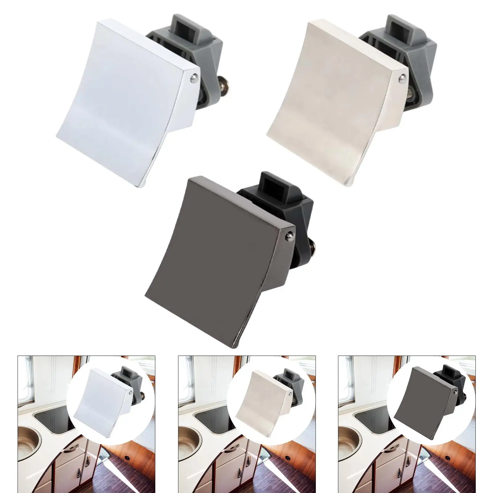 

Universal RV Cabinet Push Button Lock Sturdy Metal Drawer Knob Cupboard Handle Easy Installation for Caravan Yacht
