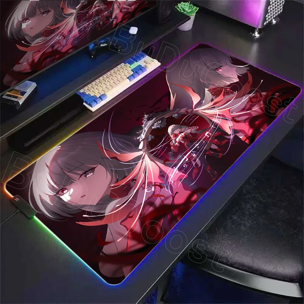 

New Red Girl Wuthering Waves Phrolova Mouse Pad Anime Gaming Mouse Pad RGB Desk Mat Natural Rubber Desktop XXL Decorative Carpet