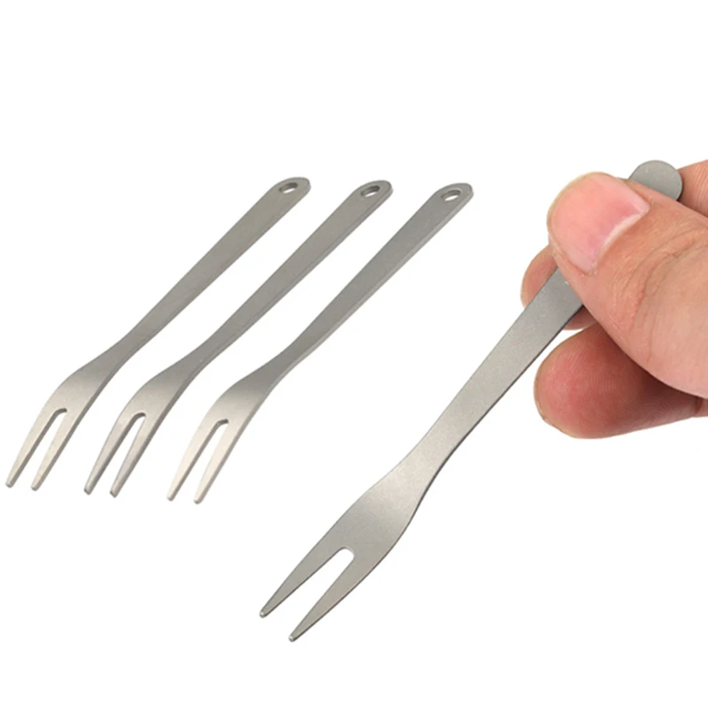 3PCS Titanium Toothpick Fruit Fork Self EDC Gadget for man woman Outdoor Camping Hunting Travel Tableware Picnic Gear Ta8151