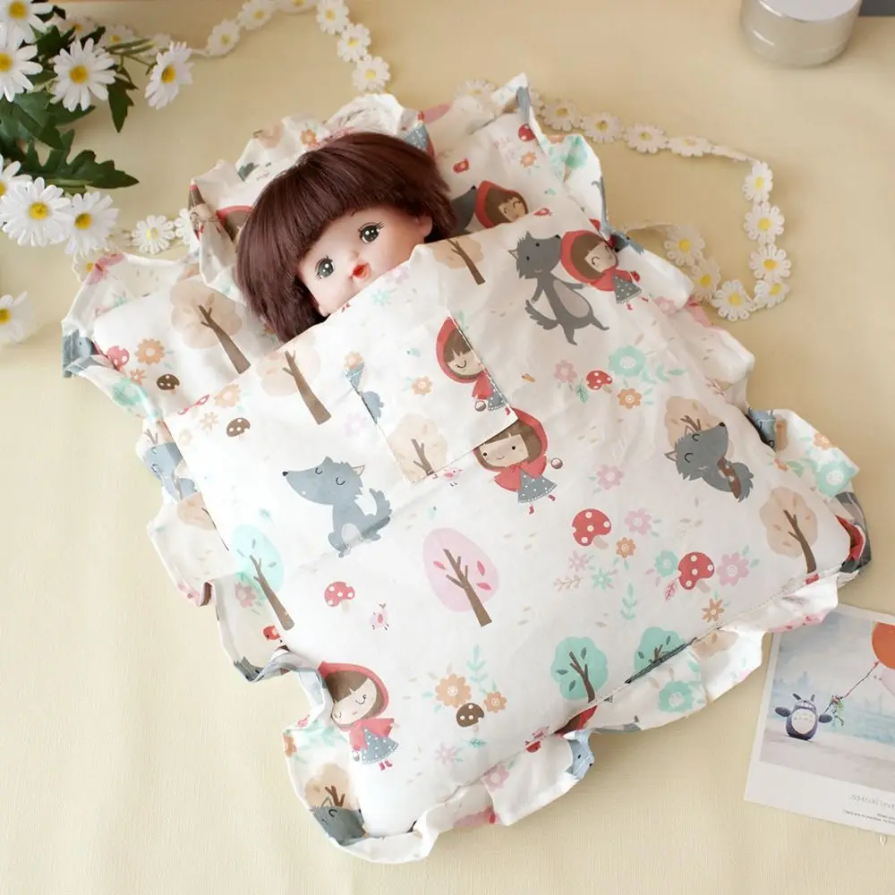

With Pillow Doll Sleeping Bag Doll Clothes Pretend Play Miniature Bed Sheet Bedroom 32 cm Doll Bedding Four Piece
