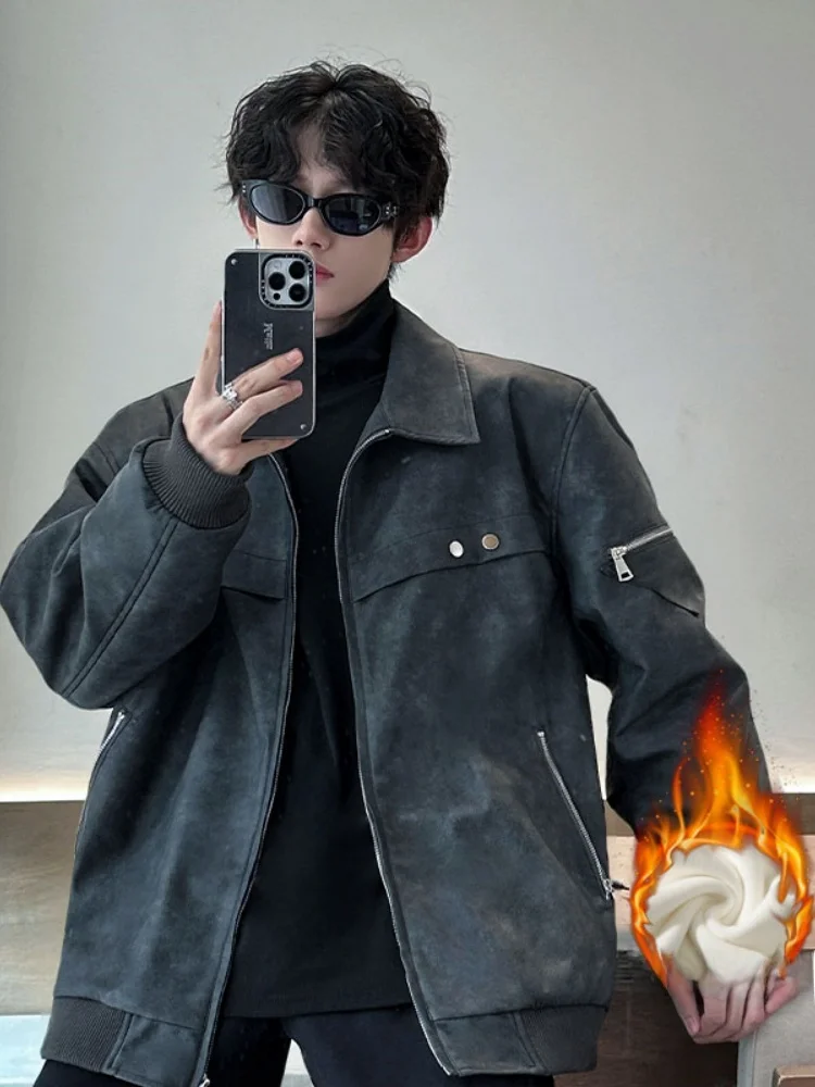 

Мужская байкерская куртка Cleanfit из искусственной кожи с утепленным хлопковым воротником, осенне-зимняя верхняя одежда с декоративной молнией, ветрозащитная