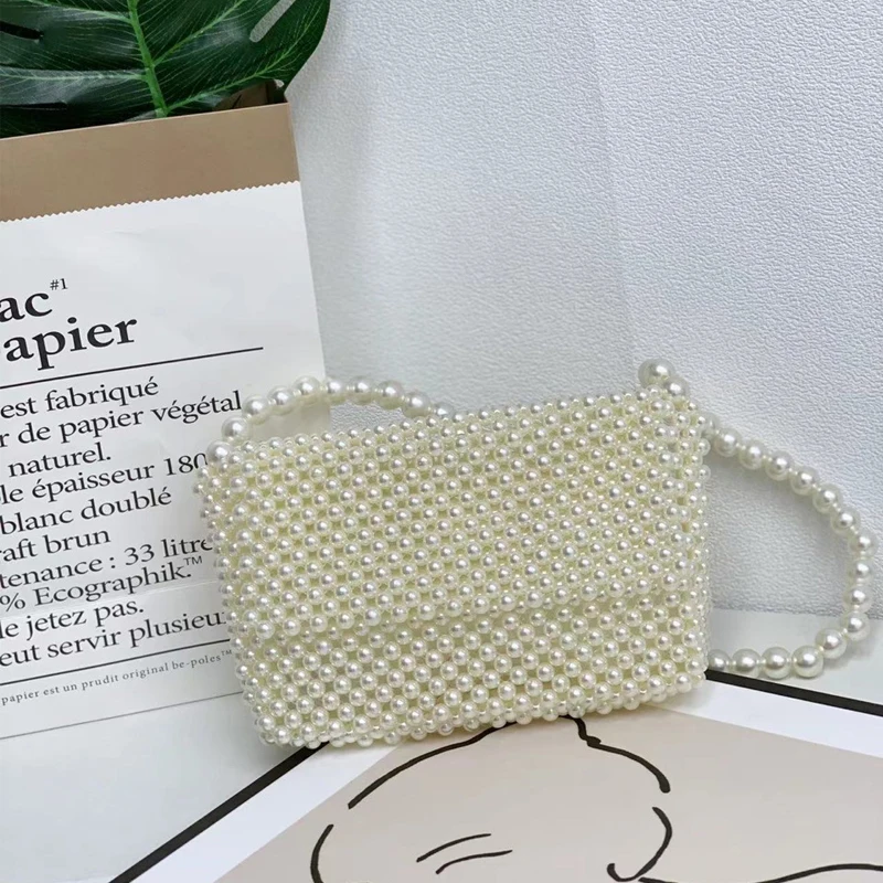 Large Pearl Shoulder Bag Flip Bead Shoulder Bags Summer Woven Pearl Handmade Bead Bag Can Be Customized Color One Drop Shipping