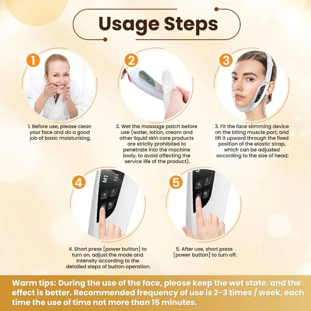 Electric EMS Face Slimming Device Micro-current Double Chin Removal Firming Facial Massager 6 Modes 8 Levels Skin Care