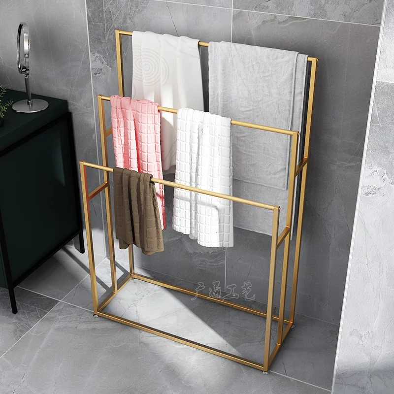 Nordic Contracted Towels Rack Floor-to-ceiling Bathroom Non-drilling Towels Rack Bathroom Bath Towel Rack Rag Kitchen Shelves