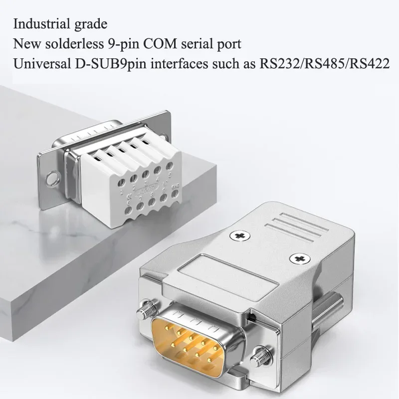 Industrial Grade Mini DB9 485/422 Solderless Joint Male Female Connector Upgraded 9Pin RS232 Serial Port Adapter Universal Plug