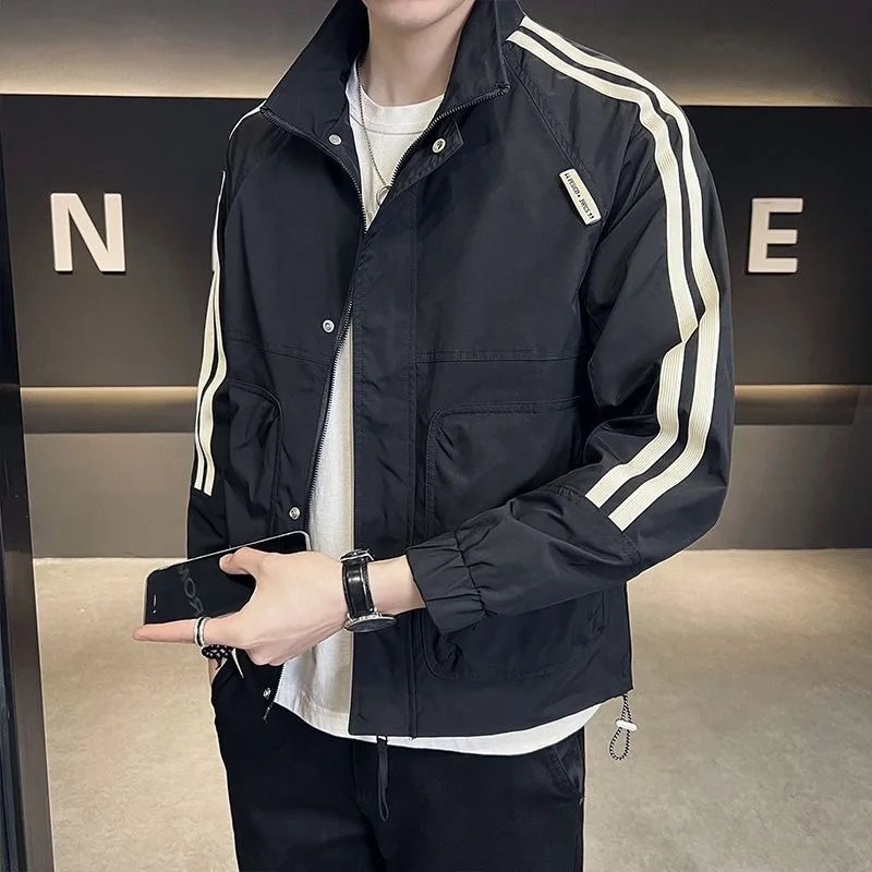 

Мужская куртка на весну-осень, свободного кроя, в стиле пилот, с лоскутным дизайном, рабочая одежда, повседневная верхняя одежда, полиэстер, длинный рукав, застежка-молния