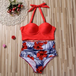 Push up bikini defined for women, high waist bikini, flower print, sexy, swimming, summer 12 Main Sales Bikini Flower - №1