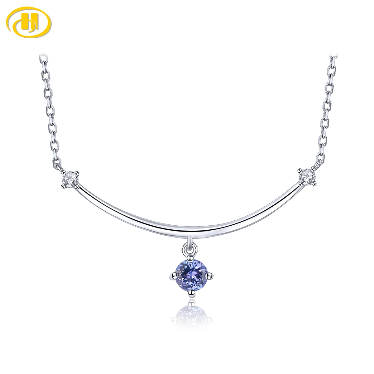 Natural Tanzanite Solid Sterling Silver Pendants 0.52 Carats Genuine Smile Necklace Simple Elegant Fine Jewelry Design S925