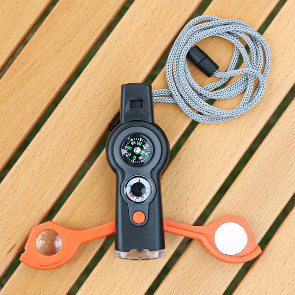 Outdoor Camping 7-In-1 Multi-Function Whistle Survival Whistle Safety Whistle For Hiking Travel Accessories