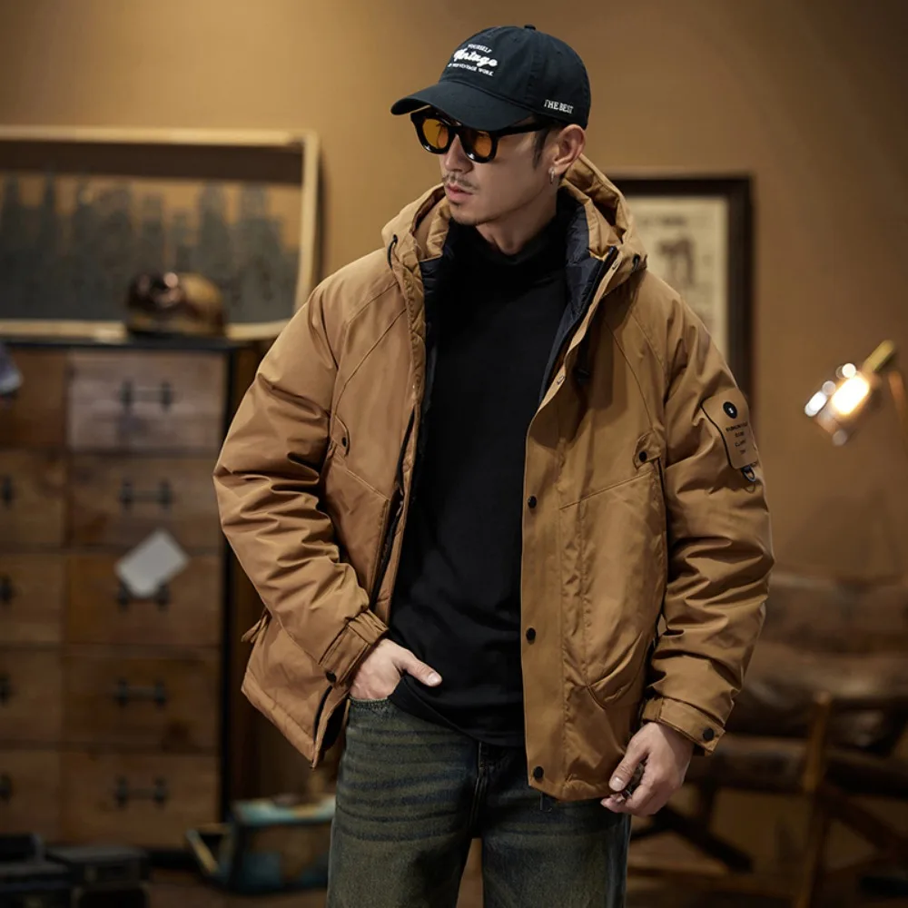 ملابس العمل الأمريكية الرجعية أسفل سترة الرجال الشتاء سميكة الدافئة فضفاضة سترة في الهواء الطلق #1