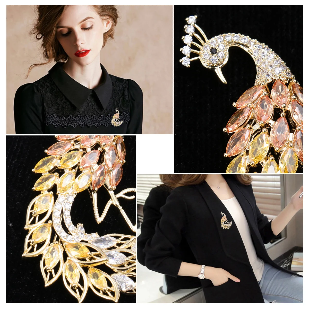 

1Pcs Breastpin Premium Colorful Stone Retro Women Brooch Creative Personalized Badge for Everyday Prom Gift