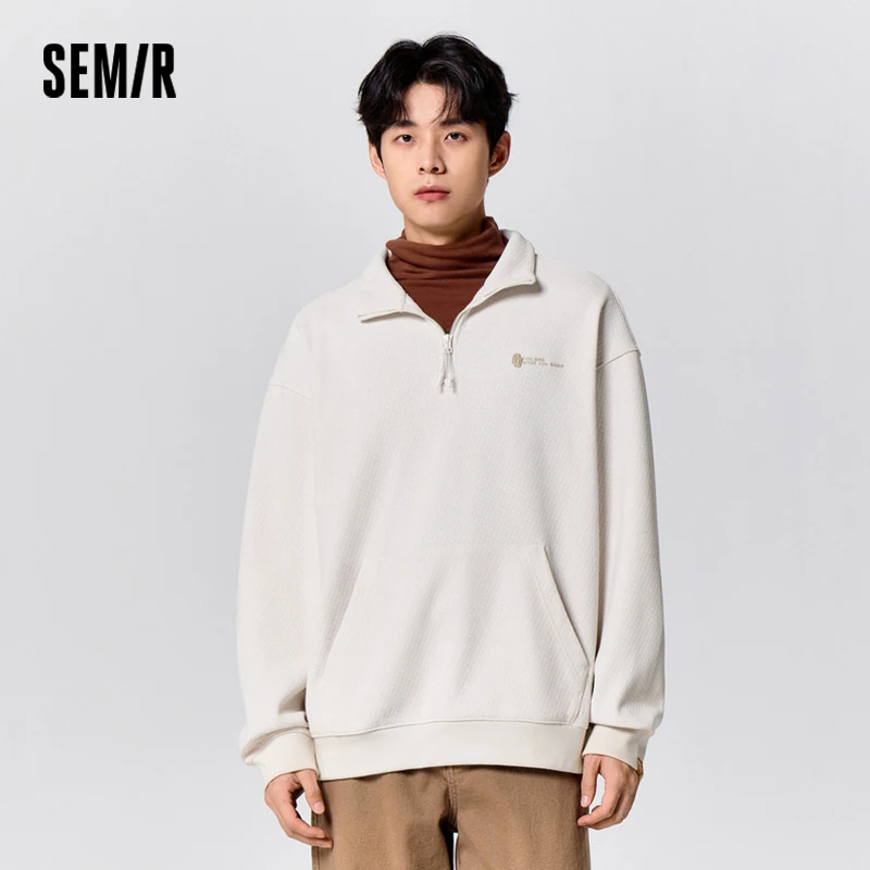 Semir Sweatshirt Men 2024 Winter New Couple Half-Zip Youthful Vitality Kangaroo Pocket Casual Top