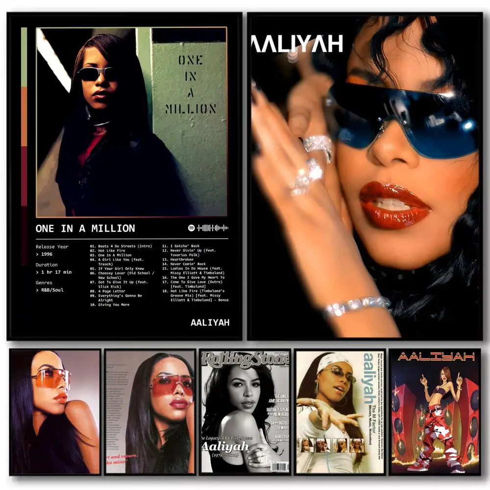Pop Singer A_Aaliyah Album HD Linen Canvas Poster Wall Art Prints for Living Room Bedroom Office Home Decoration Gift