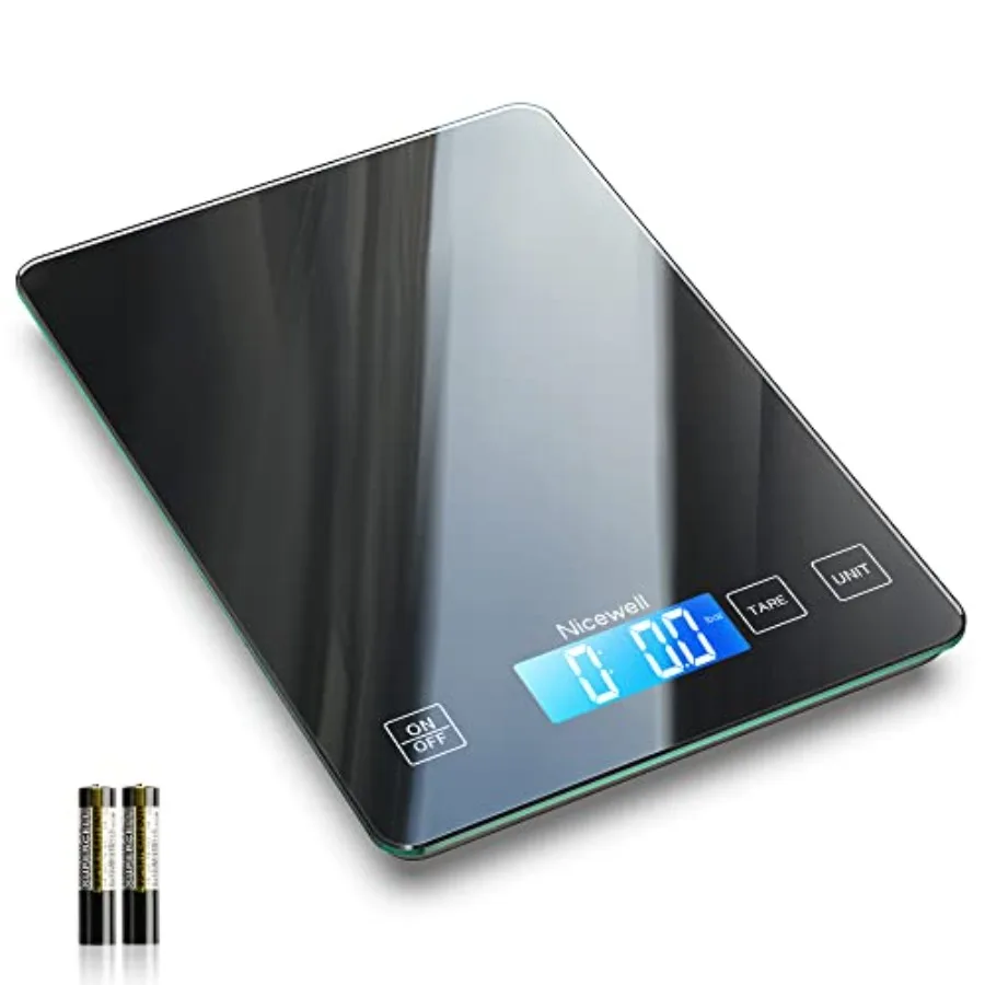 

Food Scale Digital Weight Grams and oz, 22lb Kitchen Scale for Cooking Baking, 1g/0.1oz Precise Graduation, Sleek Tempered Glas