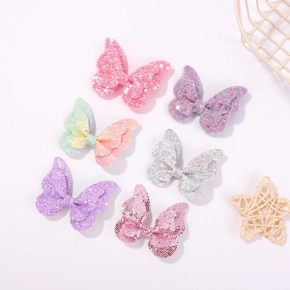 2PCS/set Girls Sequin Color Matching Butterfly Princess Hairpins Hairgrip Headwear Children Hair Clips Baby Hair Accessories