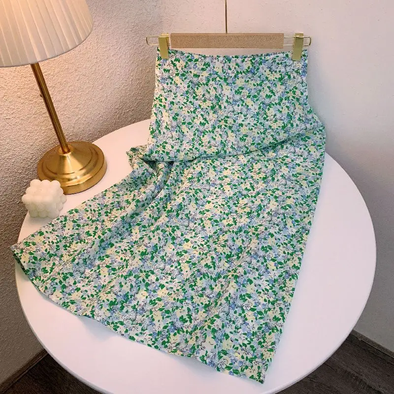 تنورة Street Sle متوسطة الخصر على شكل حرف A للنساء بطبعة زهور متوسطة الطول وتنورة للجسم مجموعة صيفية للسيدات... #3