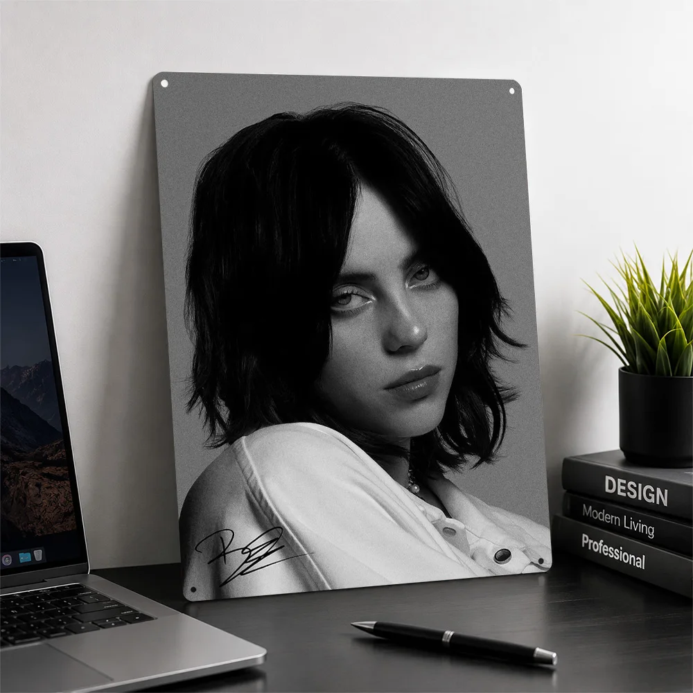 Billie Eilish Metal Poster Music Wall Art Customized Retro Tinplate Sign for Studio Bedroom Home Decor Room Decoration Display