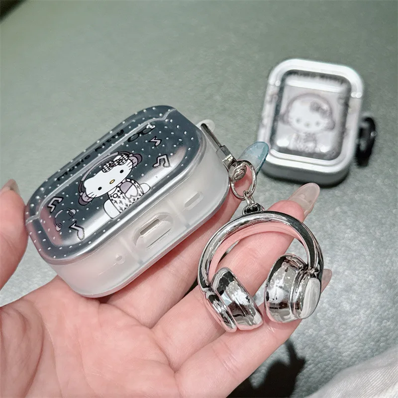 لطيف الموسيقى كيتي غطاء ل AirPods 4 الكرتون حقيبة سماعة الاذن ل Airpods Pro2 برو 3 2 1 الغطاء الواقي مع المفاتيح