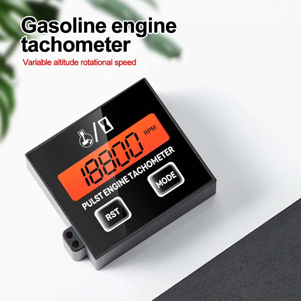 Tachometer Hour Meter Backlight RPM Digital Display with Clip Battery Replaceable Handheld for Chainsaw Lawnmover Motorcycle