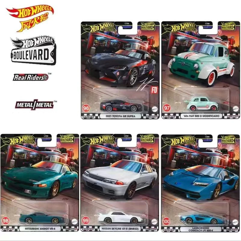 Mattel Hot Wheels Car Boulevard 20 2024 Mix 2 GJT68 V Case Premium GTR32 Fiat 500D 1/64 Diecast Vehicle Model Cars Toys Boy Gift