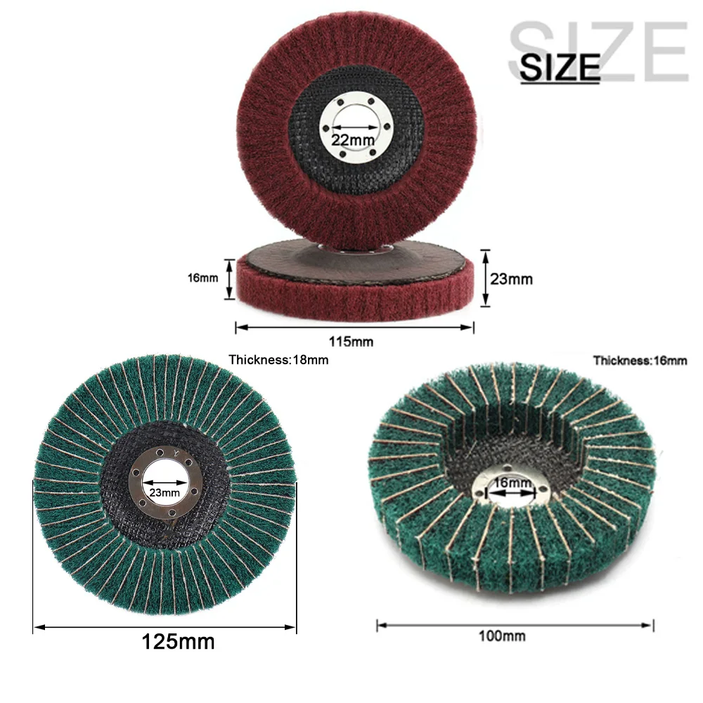 4/4.5/5 "ألياف النايلون رفرف إطارات لامعة غير المنسوجة قرص الطحن لطاحونة زاوية المعادن النجارة تلميع القرص جلخ