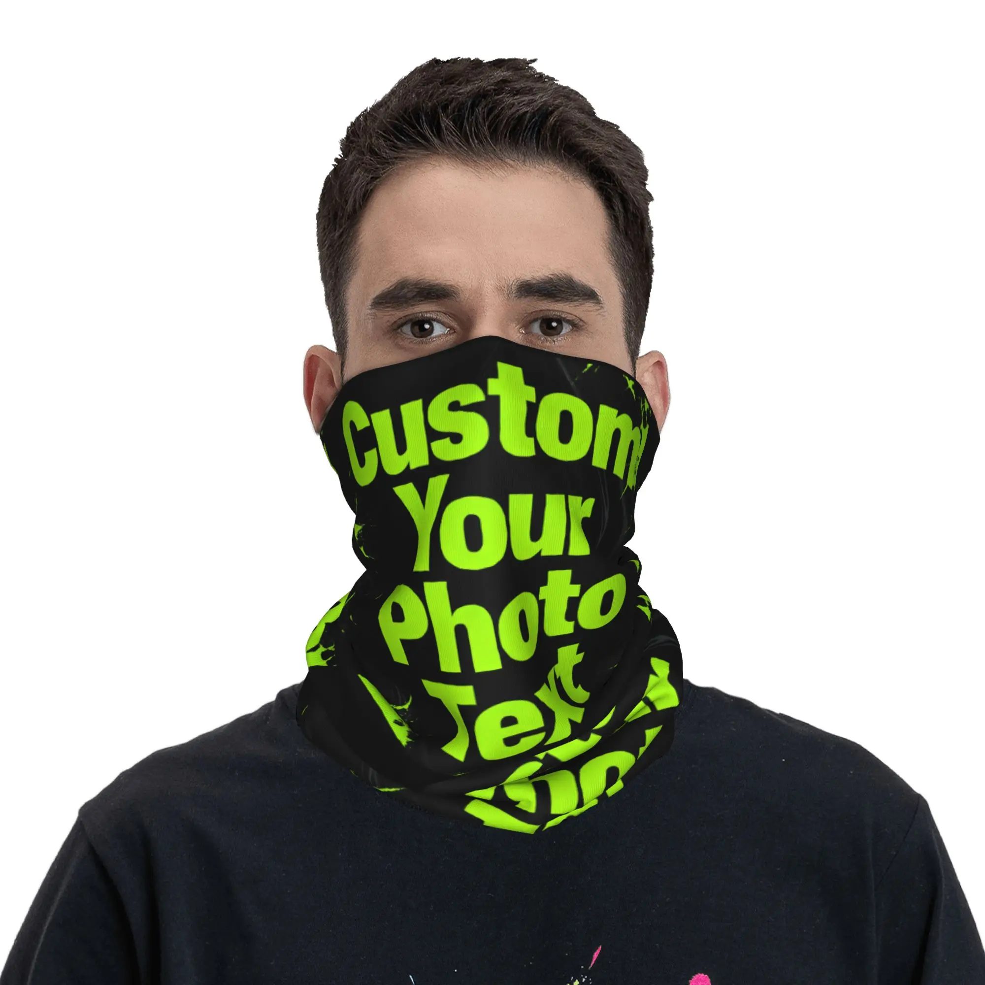 

Custom Custom Your Photo Logo Text Bandana Neck Gaiter for Ski Hunting Men Women Wrap Scarf Balaclava Warmer