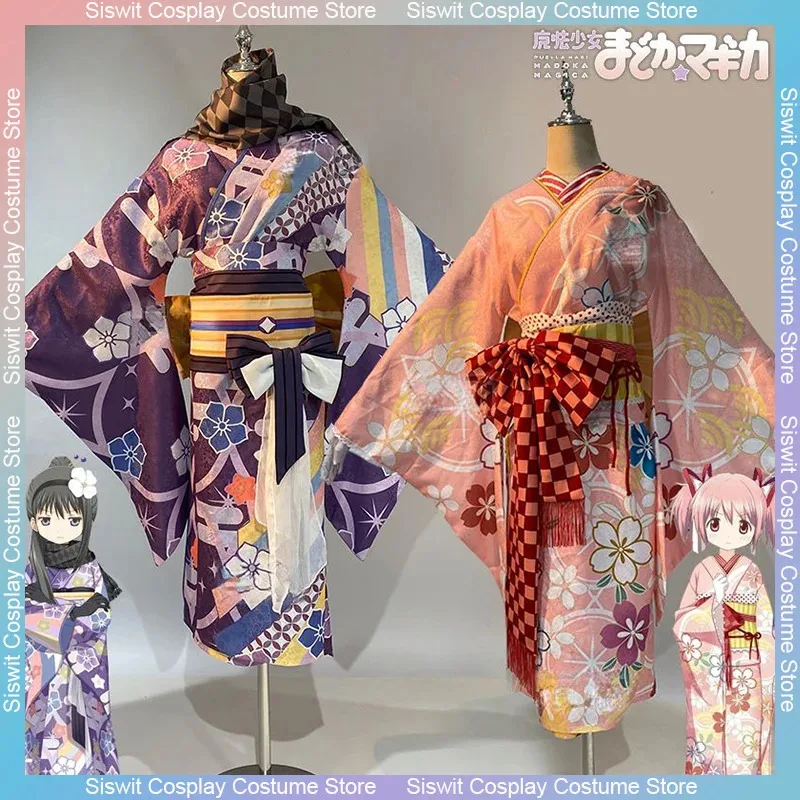 

Kaname Madoka Akemi Homura Cosplay Costume Japanese Kimono Puella Magi Madoka Magica Dress Outfits Anime Carnival Party Suits