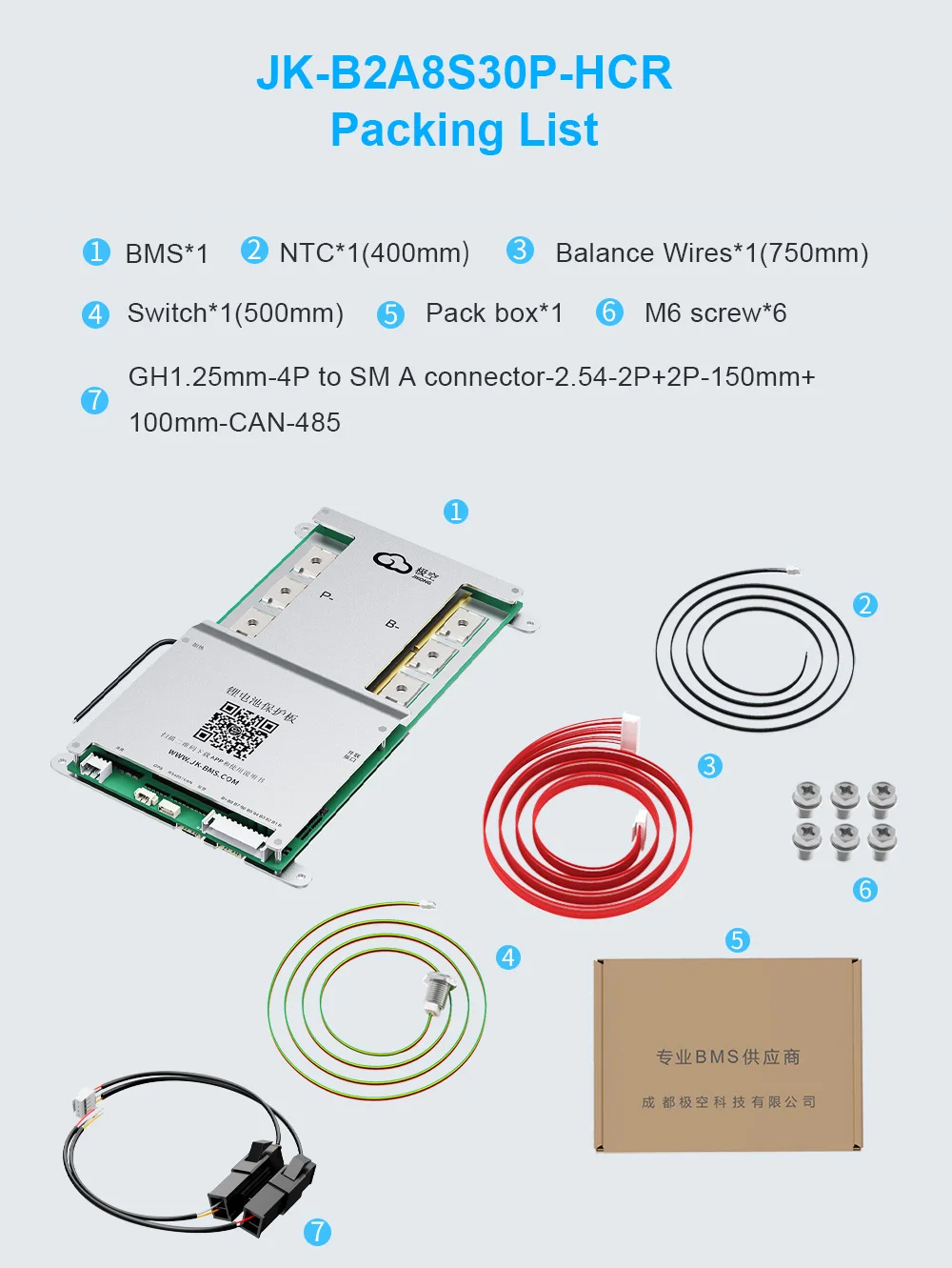 JK BMS V19 BMS 4S 8S 16S 24S 32S 100A 150A 200A 300A HEAT CAN RS485 BT LCD Li-Ion/ Lifepo4/ LTO Batterie 0,6-2A Aktiver Balancer – Detail 18