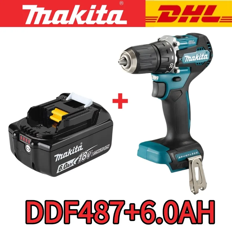 

Original Makita DDF487 Cordless Hammer Drill Driver 410W Brushless Motor 3 Mode 1700RPM 40Nm Torque for Drilling and Fastening
