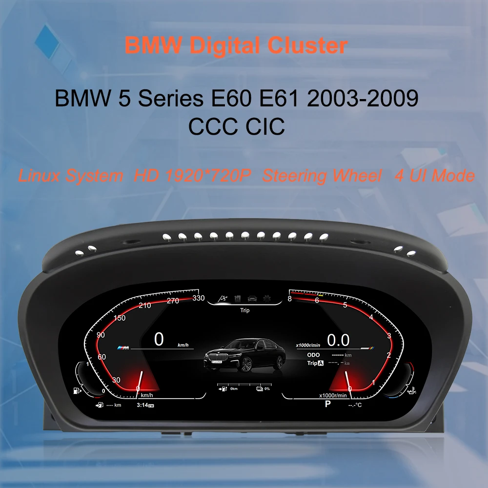 Bonroad 12,3-Zoll Digitales LCD-Armaturenbrett für BMW 5er Serie E60 E61 E63 E64 CCC CIC Tachometer Cockpit Virtuelles Panel – Detail 1