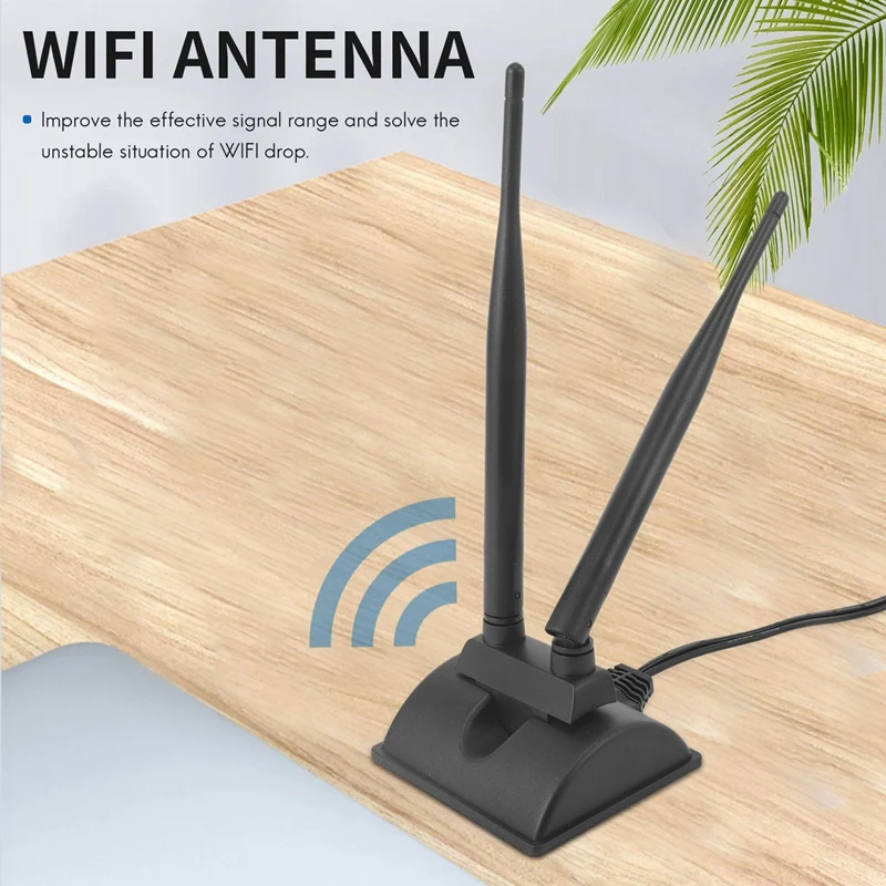 2.4G/5G Dual-Band Antenna With 6.5Ft Extension Cable 6DB Magnetic Base Wireless Network Card WIFI SMA Antenna