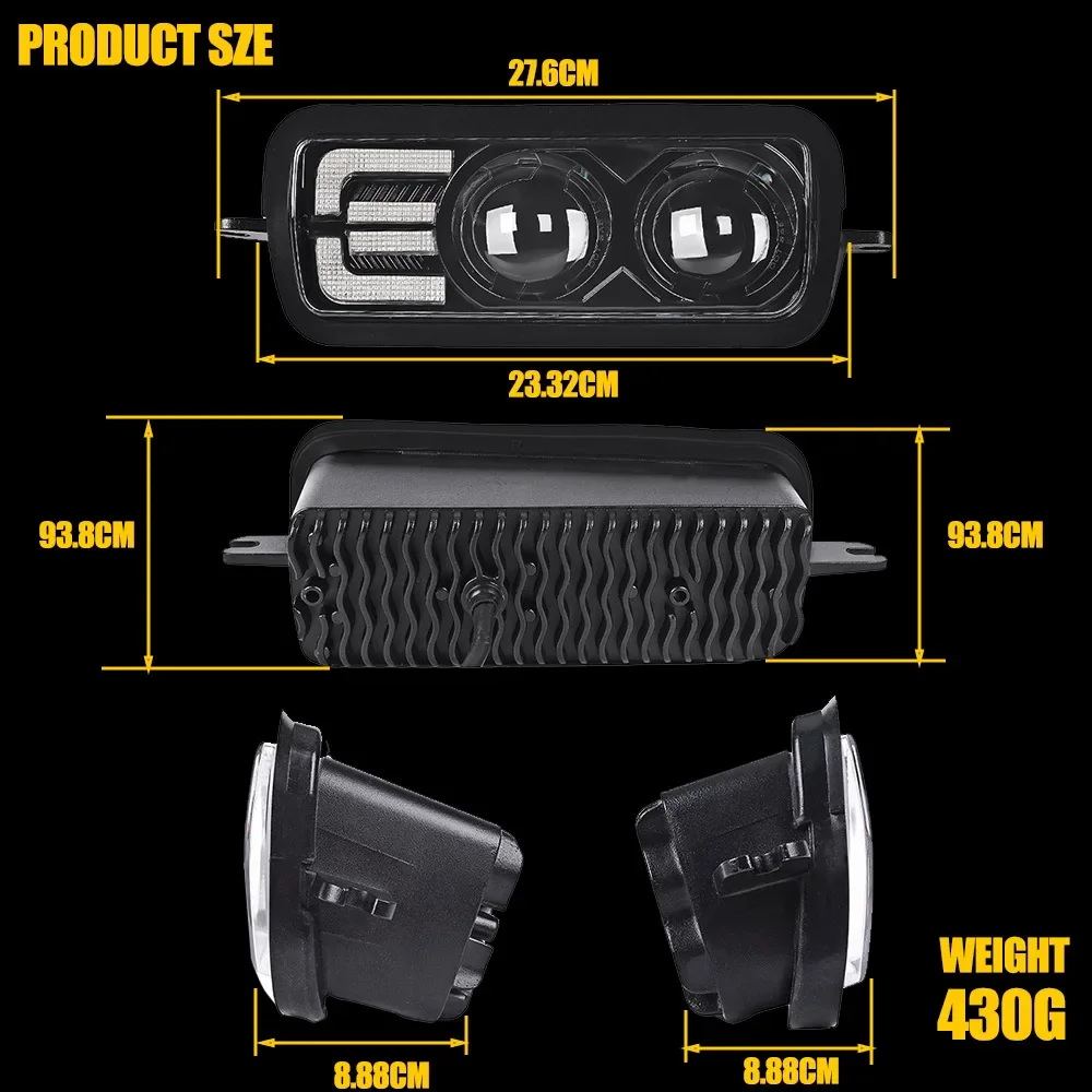 for Lada 4x4 Urban Niva 1995-2019 New Arrival Car Led Fog Lamp 6000 Lumens 100W Fog Lights DRL Amber Turning Signal Accessories