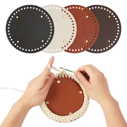 15*15cm Round Bottom For Knitted Bag PU Leather Bag Base Handmade Bottom With Holes Diy Crochet Bag Bottom Accessories