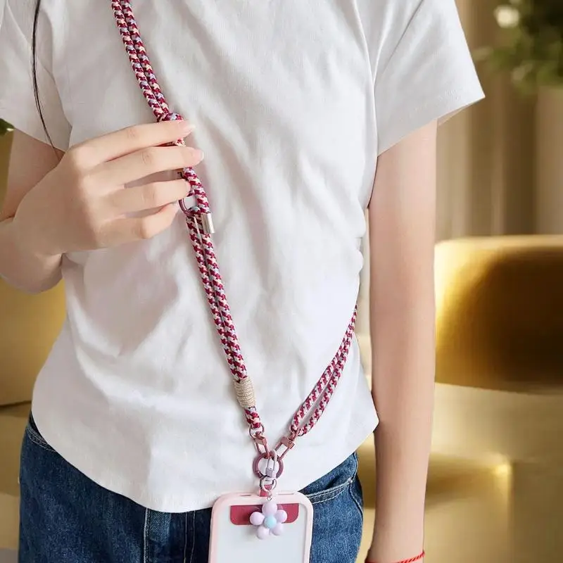 الحلو الملونة طويلة الهاتف الخليوي الحبل انفصال مكافحة خسر الهاتف الكتف الأشرطة بسيطة زهرة قلادة سحر الهاتف المحمول