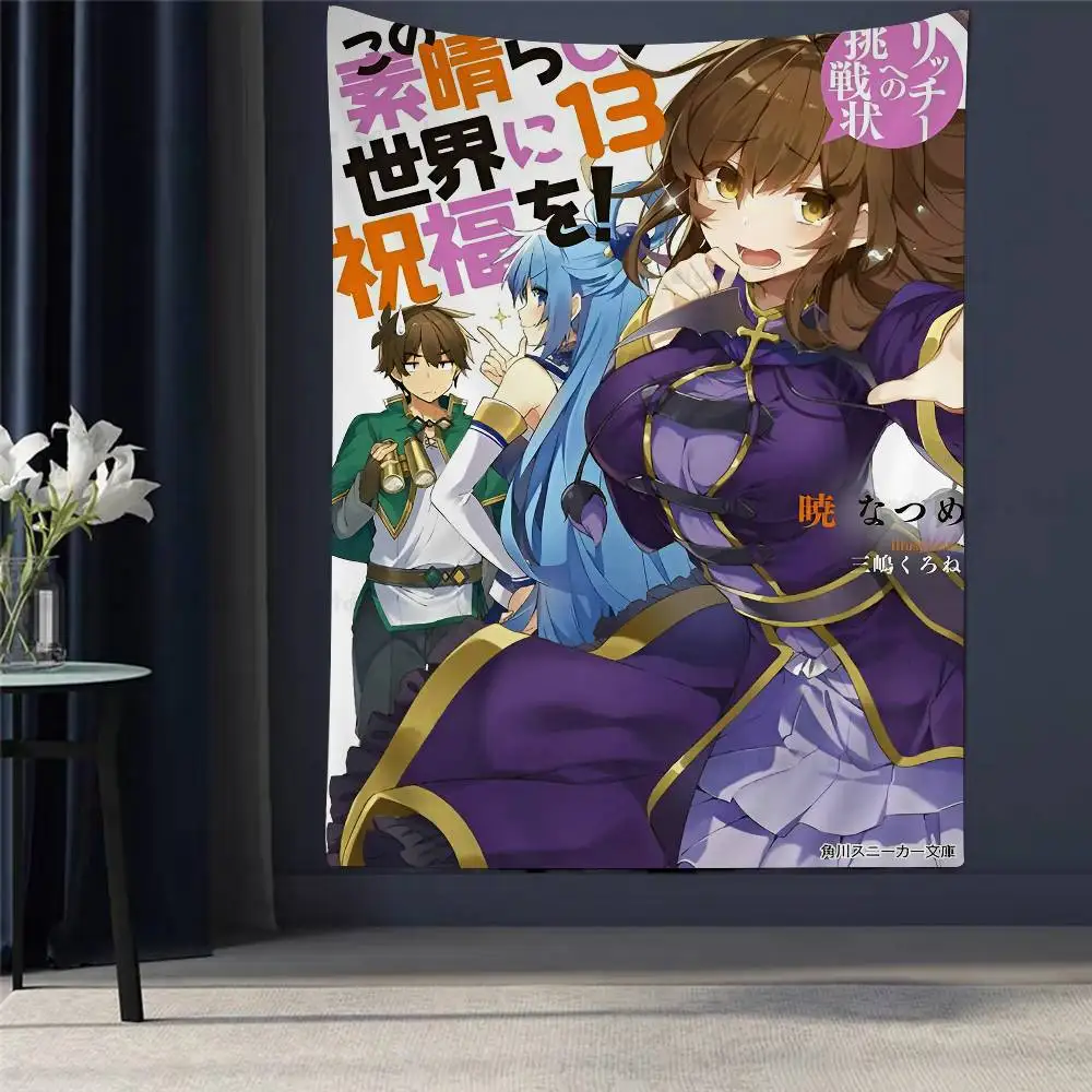 

An Explosion On This Wonderful World Anime Tapestry Indian Buddha Wall Decoration Witchcraft Bohemian Hippie Wall Hanging Sheet