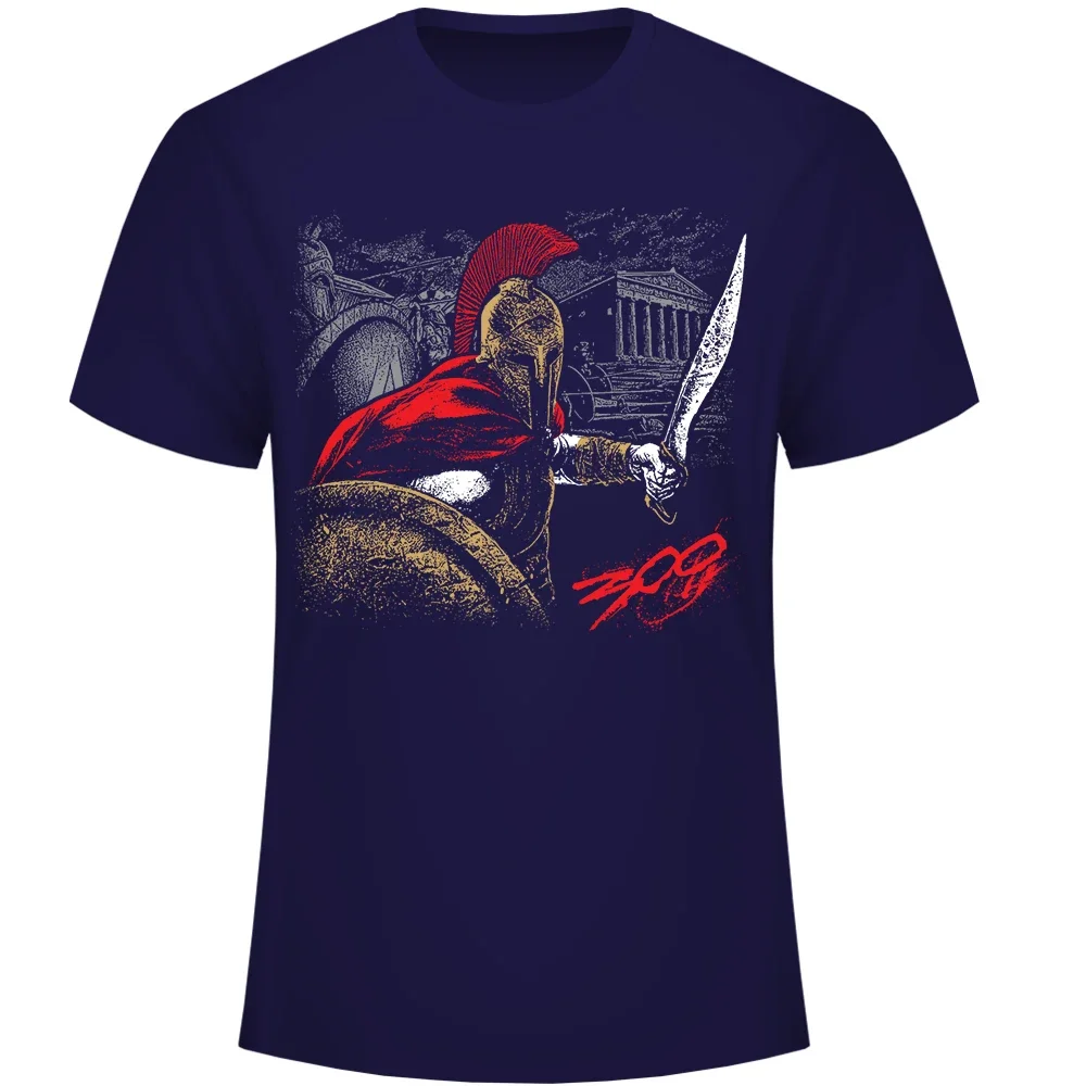 King Leonidas 300 Sparta Warrior T-Shirt 100% Cotton O-Neck Summer Short Sleeve Casual Mens T-shirt Size S-3XL