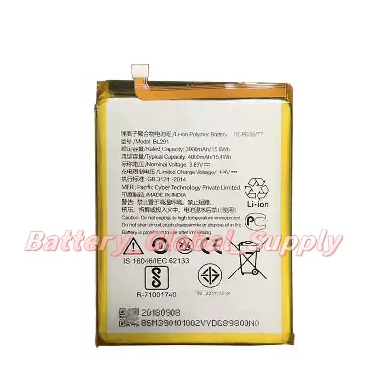 

Аккумулятор для A5 L18011 BL291 4000 мАч, быстрая доставка, хорошее качество, новый, 1 шт.