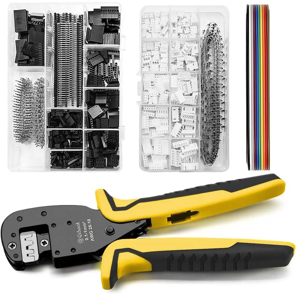 Ratcheting Crimper Plier Kit with 460pcs JST-XH Connectors DIY Electronics Tool Set High Quality Alloy Steel AWG26-18 XH 2.54mm