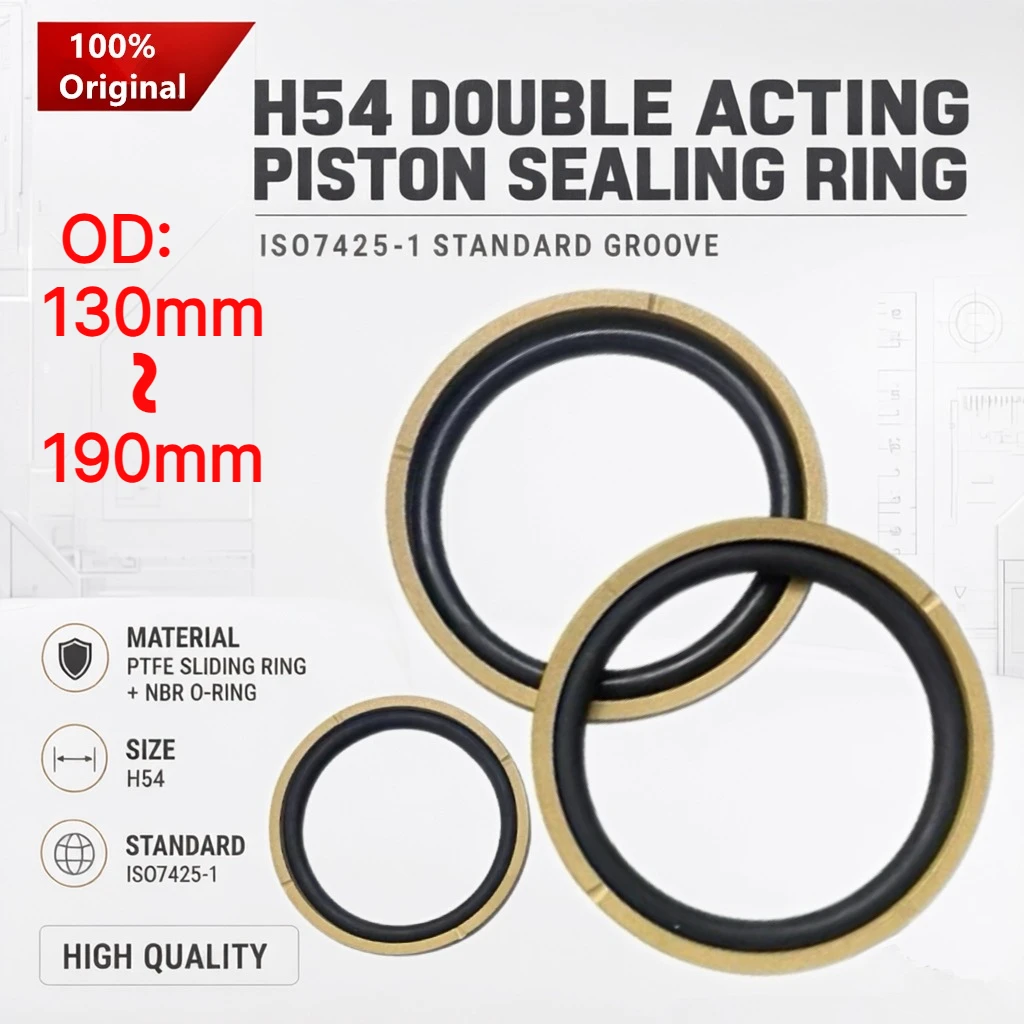 H54 Double Acting Piston Hole Combined Sealing Ring OD:130mm~190mm for: ISO7425-1 Standard Groove PTFE Sliding Ring+NBR O-ring
