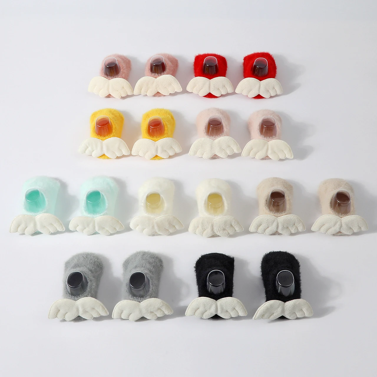 0-1Year Newborn Plush Sock Winter Anti-Slip Floor Socks Anti-Cold Warm Terry Ankle Sock Kids Thermal Footwear Angel Wings Socks