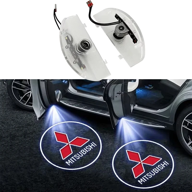2Pcs LED Light Car Door Welcome Projector Lights Ghost Shadow Courtesy Lamp for Mitsubishi Pajero 2008-2020 Grandis 2009
