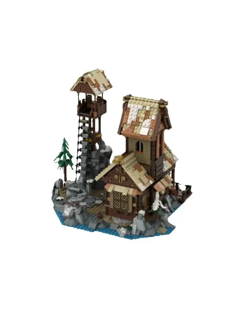 1837-teiliges MOC Mittelalterliches Retro-Dorf Baustein-Set Straßenansicht-Häuser Modell Desktop-Dekoration DIY Spielzeug Geschenk für Kinder und Erwachsene