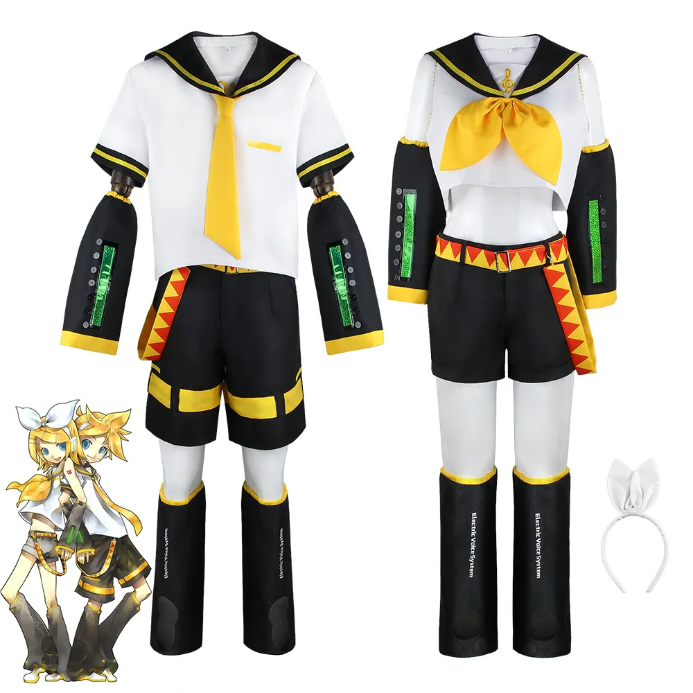 

Adult Anime Rin Len Cosplay Costume Len Rin Cosplay Len Costume Kagamine JK Uniform Halloween Comic Con Outfits for Women Men