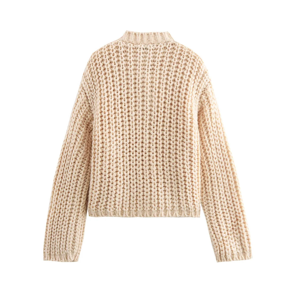 Autumn New Women's Fashion and Casual Versatile Coarse Needle Coat with Large Button Cardigan Coat