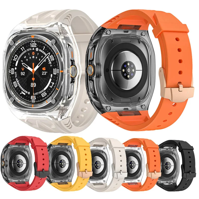 

Чехол из ПК + ТПУ для Samsung Galaxy Watch Ultra 47 мм, встроенный силиконовый браслет для Galaxy Watch 2025 Ultra 47 мм, аксессуары, ремень